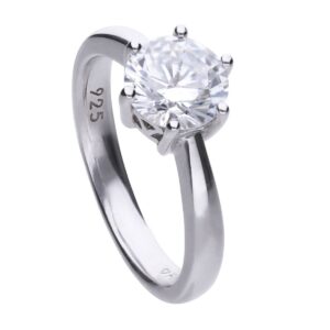 Anillo solitario en plata 925 con piedra brillante